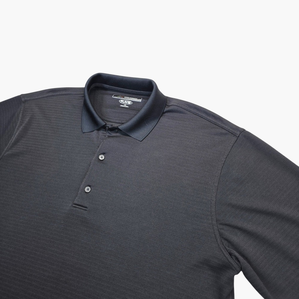 Greg Norman Mens Play Dry Golf Polo Shirt Black Short Sleeve Size Large L - Picture 5 of 9